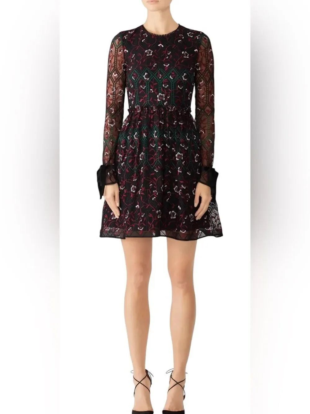 ML Monique Lhuillier Vine Embroidered Dress Size 8